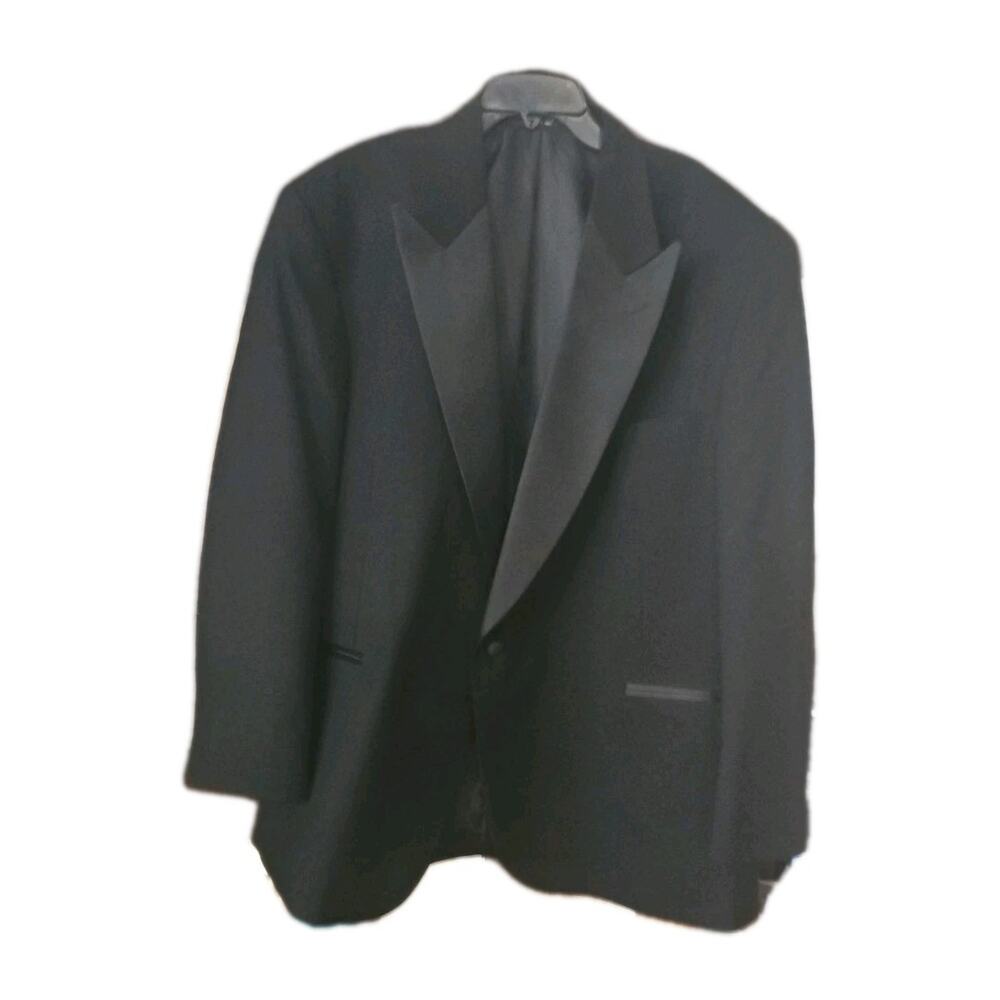 After Six Tuxedo Jacket Size 46 Short Black Satin Collar USA Made